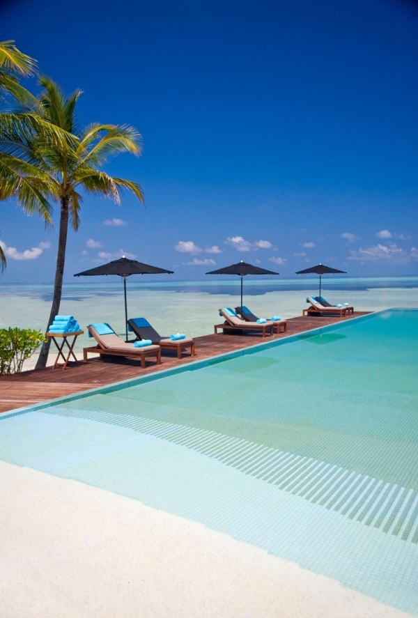 șezlonguri lângă piscină palmieri lux maldive sigure șezlonguri lângă piscină de lux în Maldive