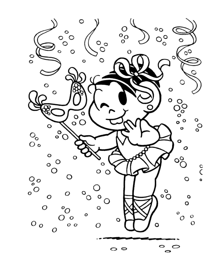 Pagini de colorat carnaval masca balerina