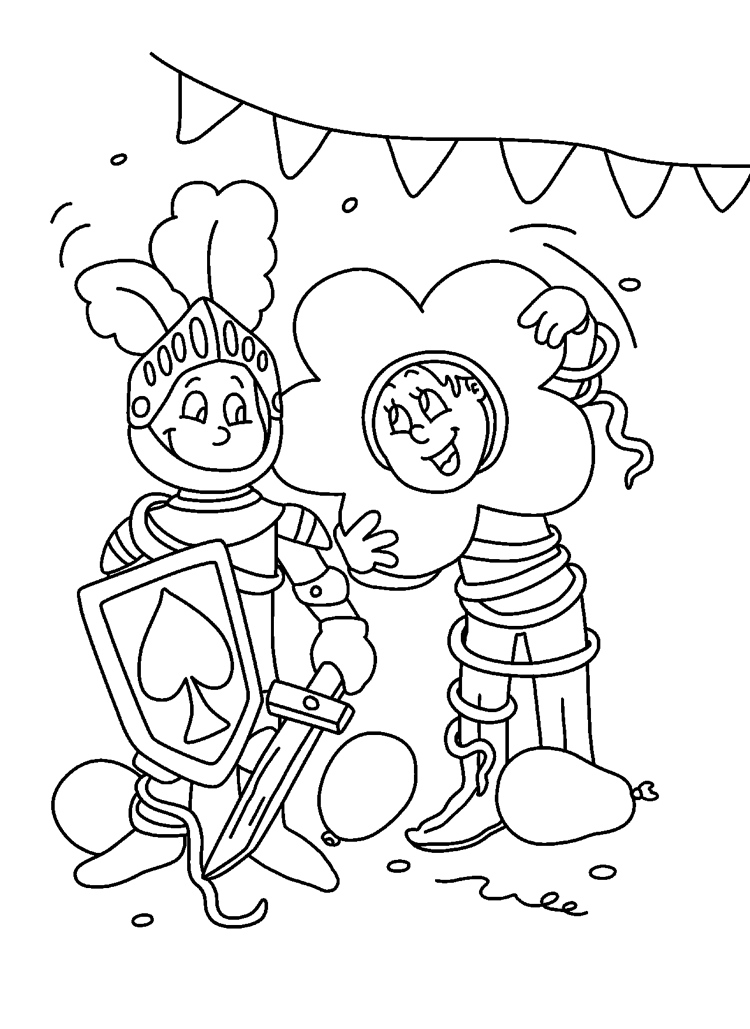 Imagini de carnaval pentru colorarea costumului de cavaler