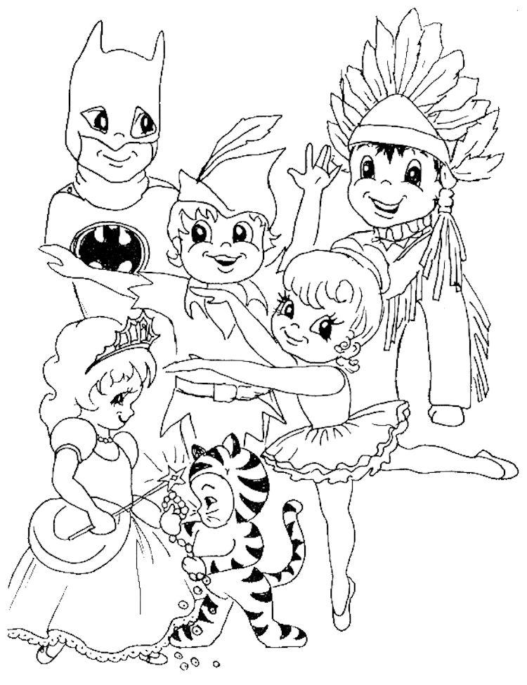 Pagini de colorat carnaval costume de copii idei
