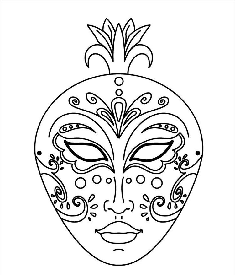 Mască de carnaval pentru imprimare și colorare