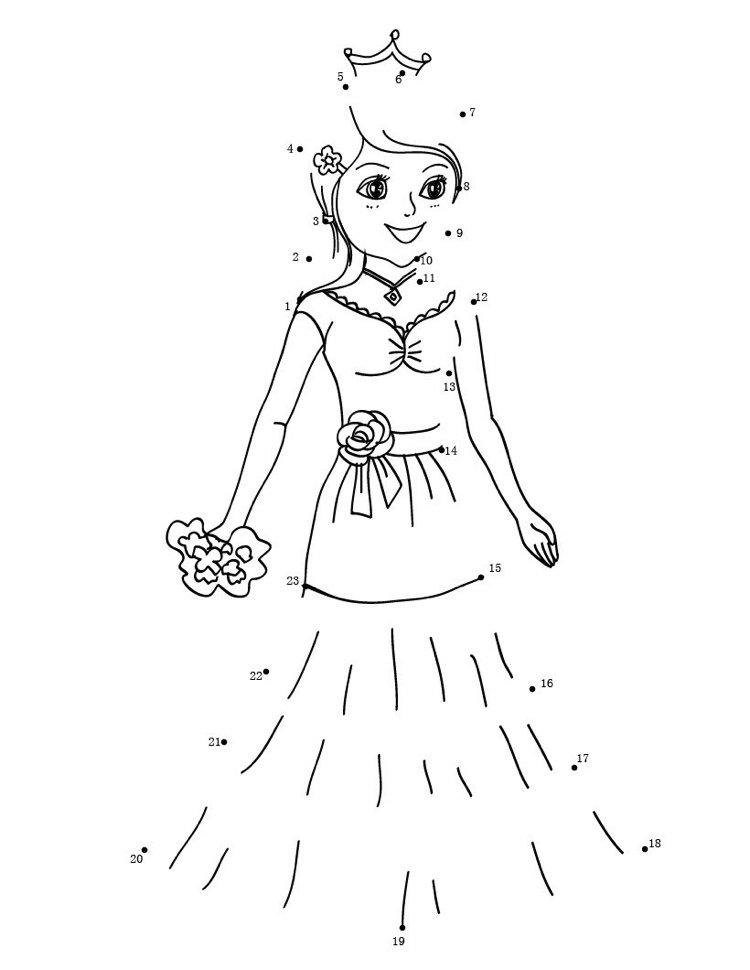 Pagini de colorat Princess Connect Dots