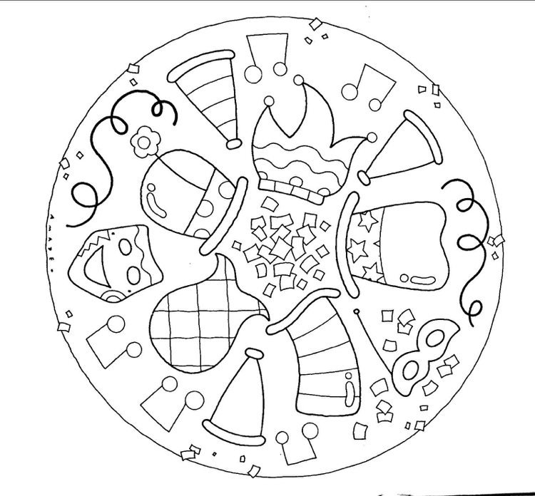 Mandala Mardi Gras pentru colorarea copiilor