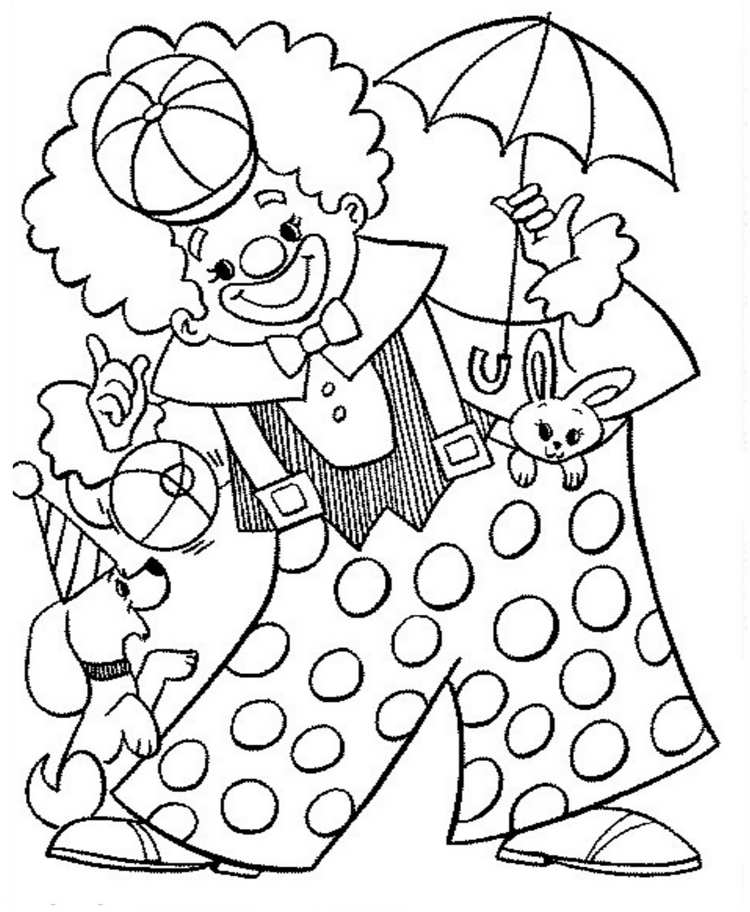 Imagine de colorat clovn Animale Copii Tipărire gratuită