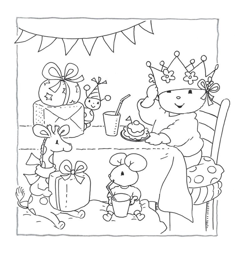 Pagini de colorat printesa carnaval petrecere animale