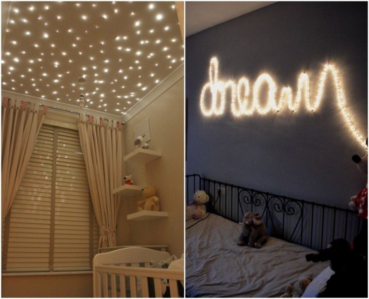 Iluminat DIY în camera copiilor - lumini LED și lumini de zână bricolaj-idee-iluminat-cameră pentru copii-lumini de zână-lumini-led