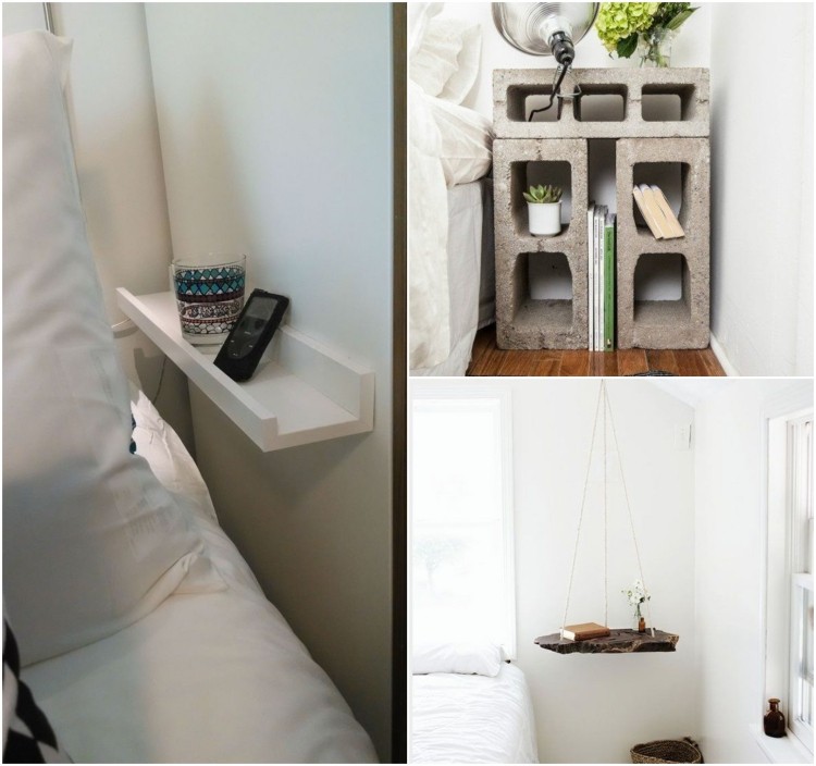 Noptiere ideale pentru dormitoare mici idei-apartament-noptiere-facute-singure-spatiu-mic