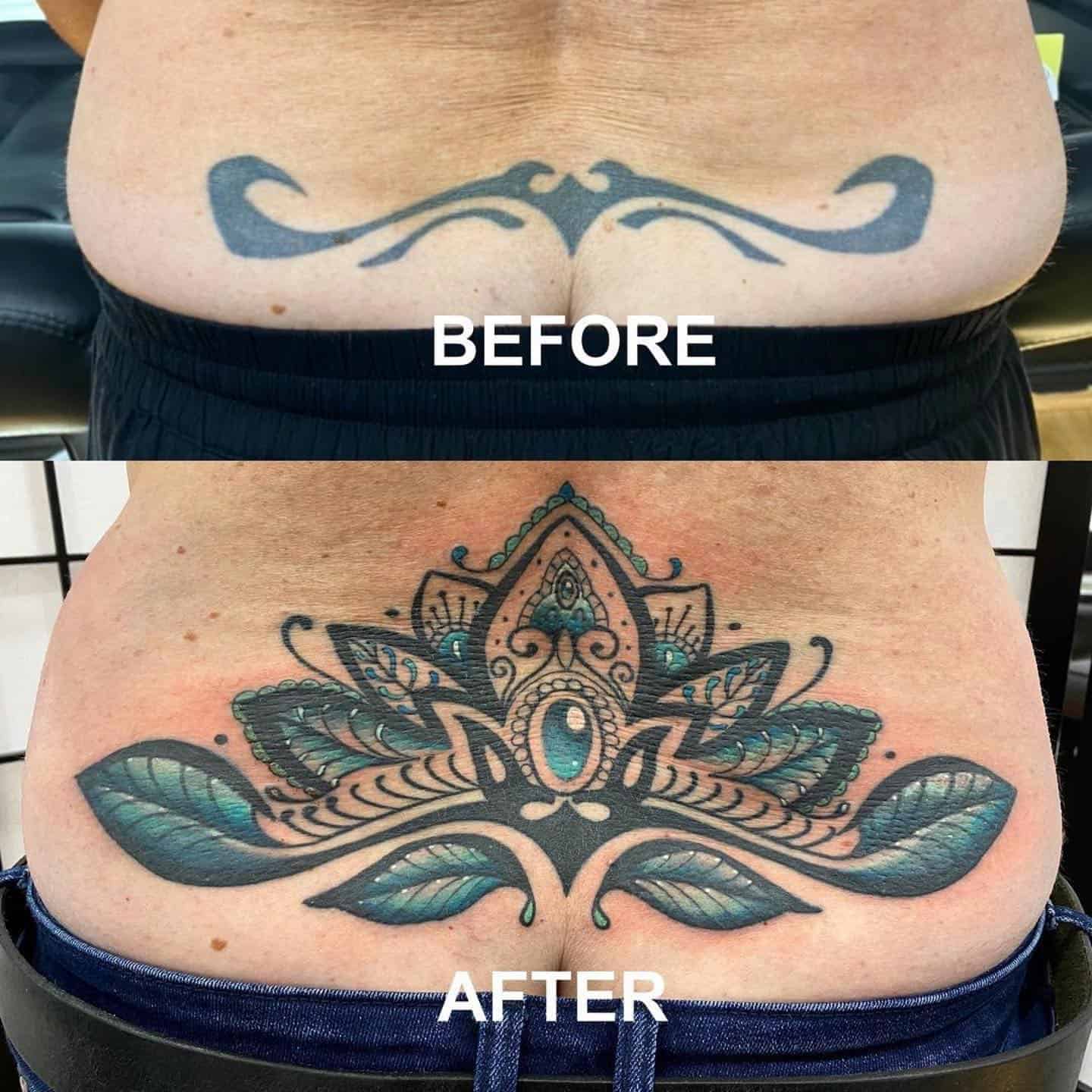 Apatinės nugaros tatuiruotės dangtelis