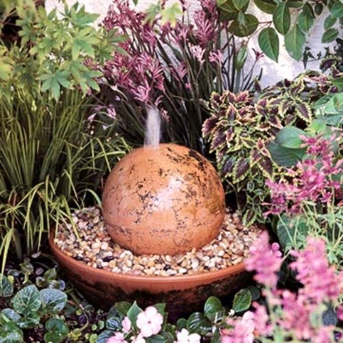 fântână grădină formă sferică finisată gradina fantana finisata cu forma sferica