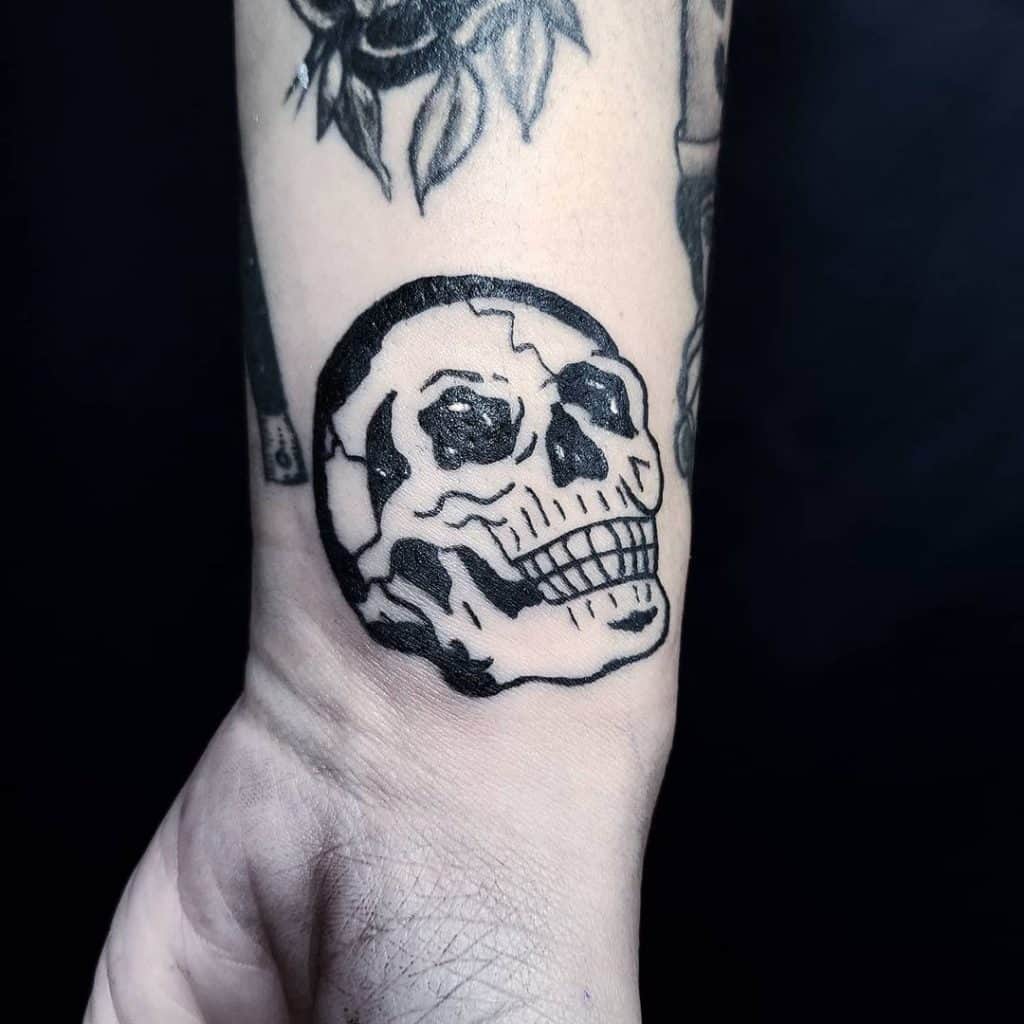 Skeleto rankos tatuiruotė, išsaugota tatuiruotė, kaukolė 3