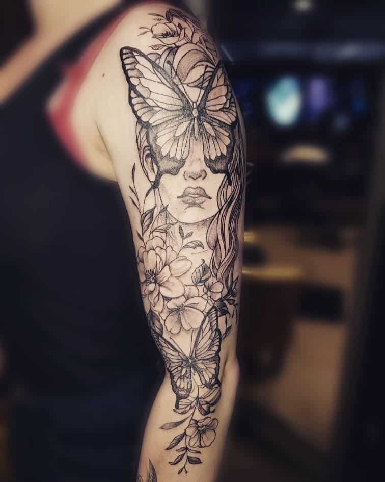 Tatuaggio manica nera e grigia 1