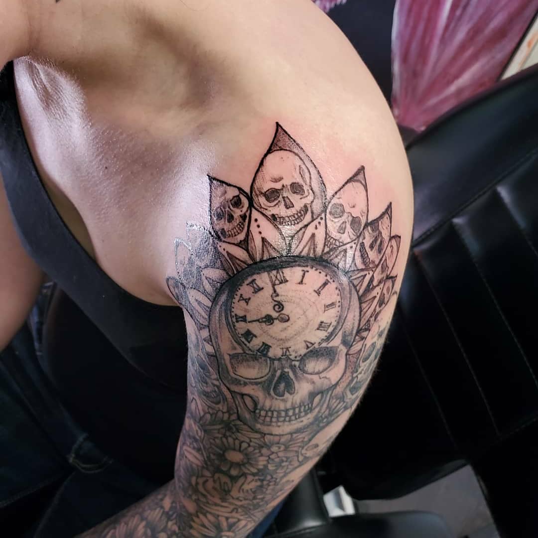 Tatuaggio manica teschio 2