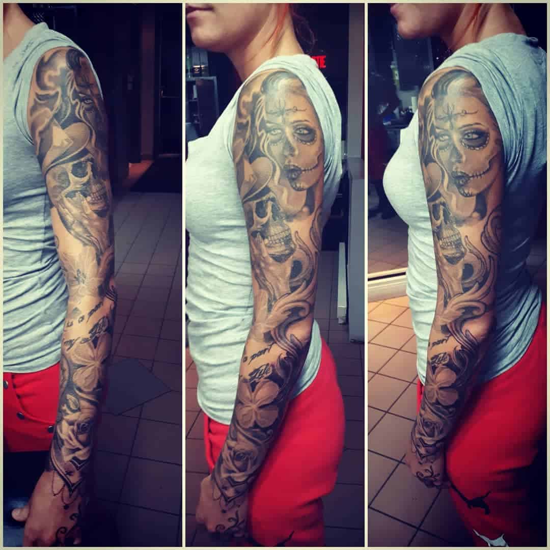 Tatuaggio manica teschio 4