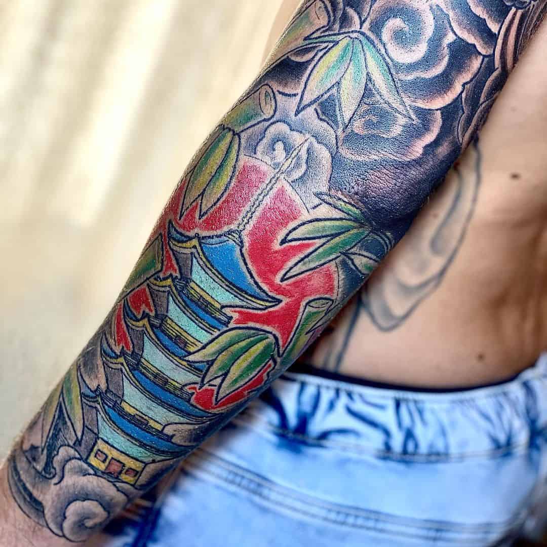 Tatuaggio manica colorato 4