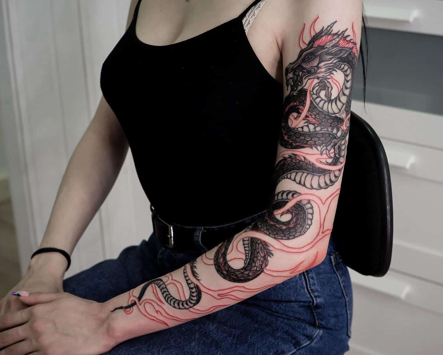 Tatuaggio manica drago 2