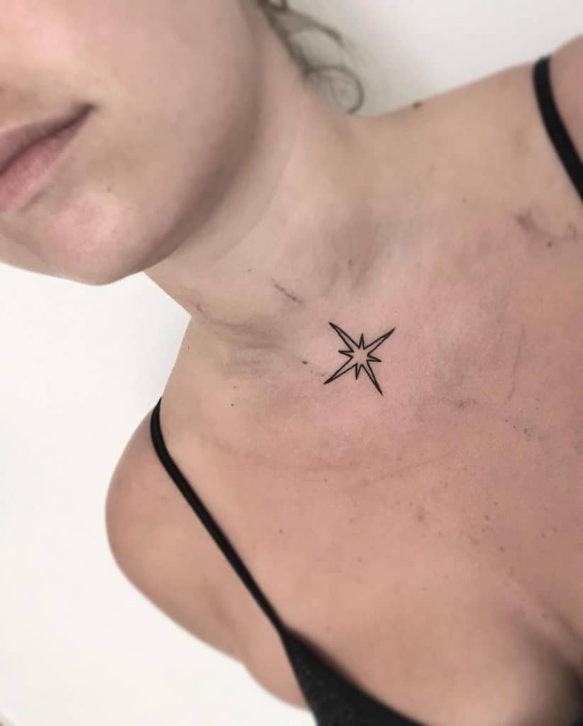 Tatuagem 5 no pescoço da estrela