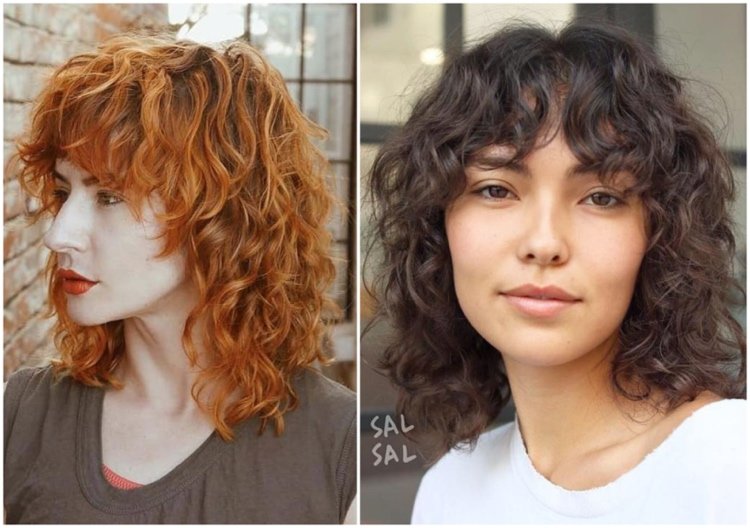 bob lung franjurat cu breton și straturi pentru părul subțire și creț