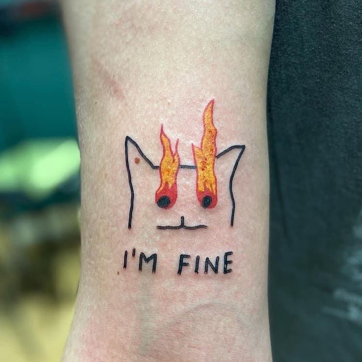 Silhouette de chat tatouage minimaliste 3