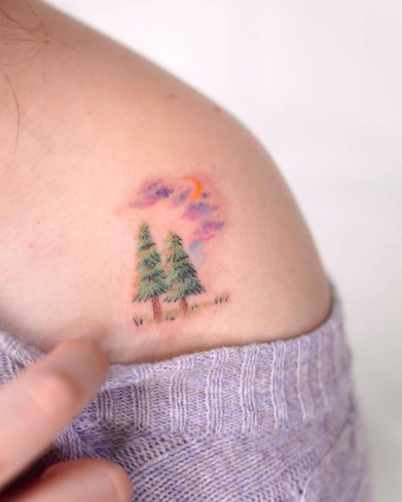 Tatouage d'arbre minuscule 2