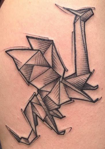 Origami drakono tatuiruotė