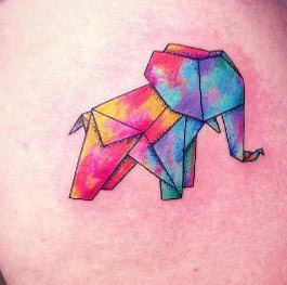 Tatuaggio acquerello elefante origami