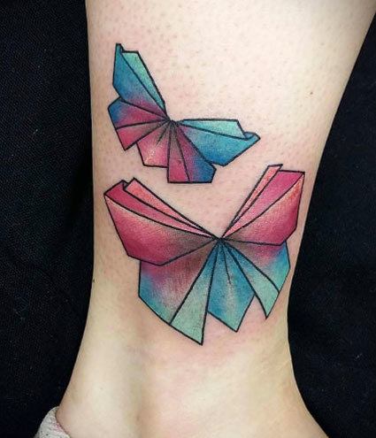 Origami drugelio tatuiruotė