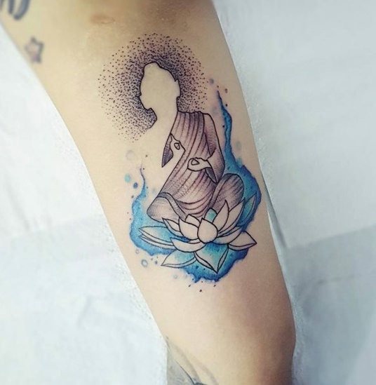 Tatouage de méditation de Bouddha représentant le pouvoir.