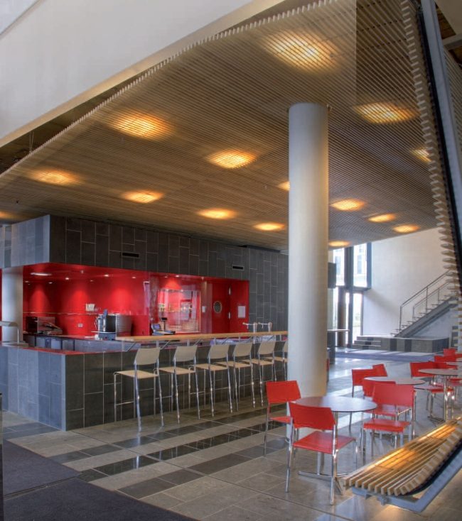 panouri de tavan iluminare din lemn cafenea design interior panouri de tavan iluminat din lemn cafenea design interior