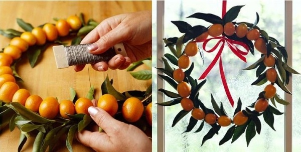 Coroana de iarnă decorarea ușii din față kumquat sârmă metalică atașată Coroană de iarnă advent artizanat ușă intrare decor kumquat sârmă de metal atașat