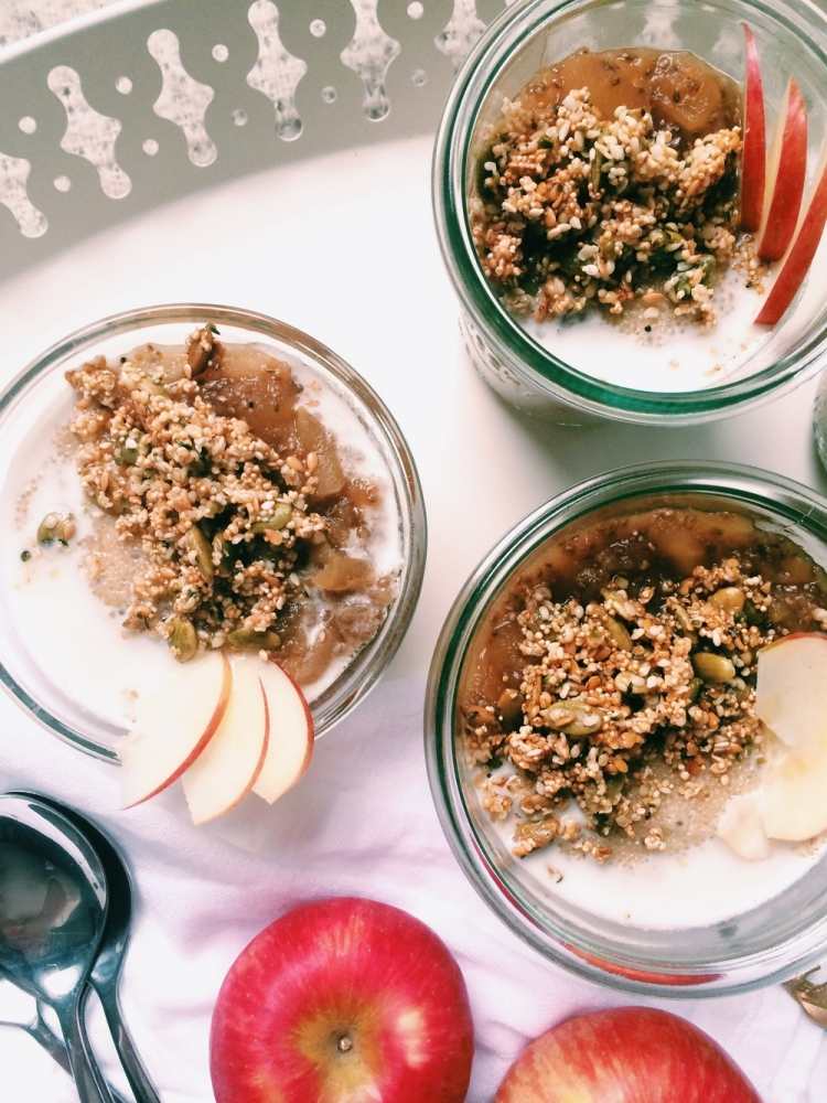 Terci cu semințe de amarant, mere și compot de pere Seminte de amarant-fulgi de ovaz-compot-pere-gluten-fara-vegan