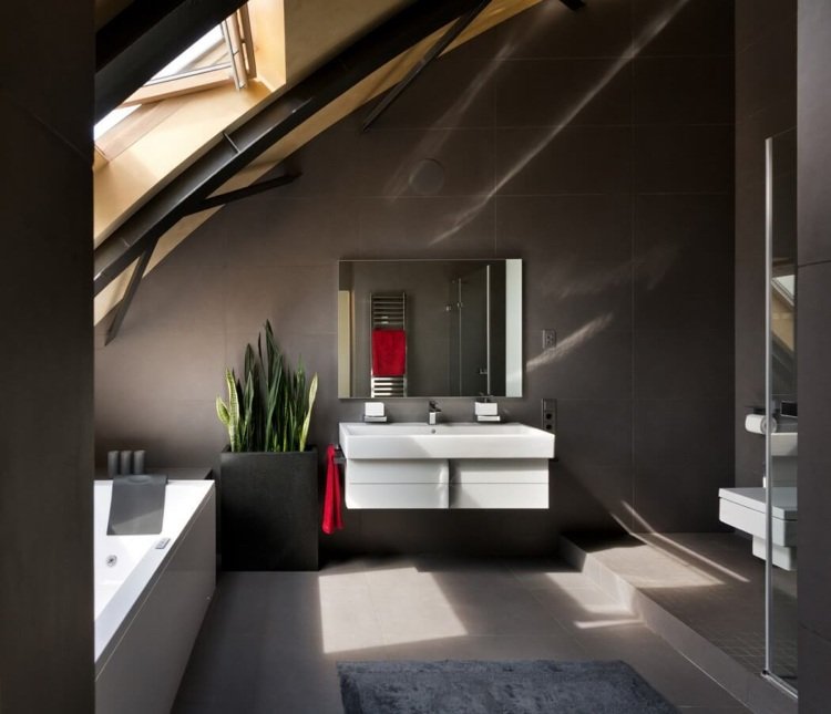 Baie cu acoperiș înclinat în culoare antracit antracit-culoare-modern-mansarda-apartament-baie-sanitar-alb-design-planta
