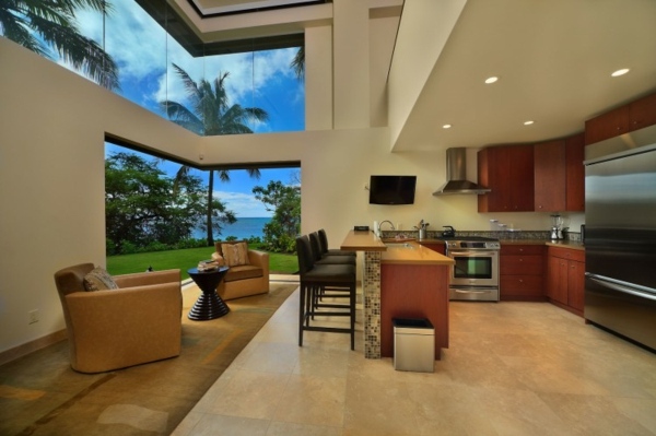 hawaii reședință de lux bucătărie deschisă pereți de sticlă hawaii-lux-reședință-deschisă-bucătărie-pereți-de-sticlă