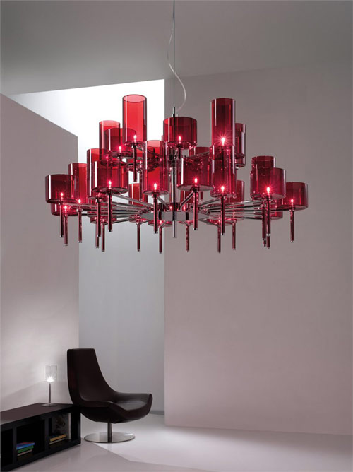 Lustre de sticlă lămpi de designer roșii Candelabru de sticlă lampă de designer roșie