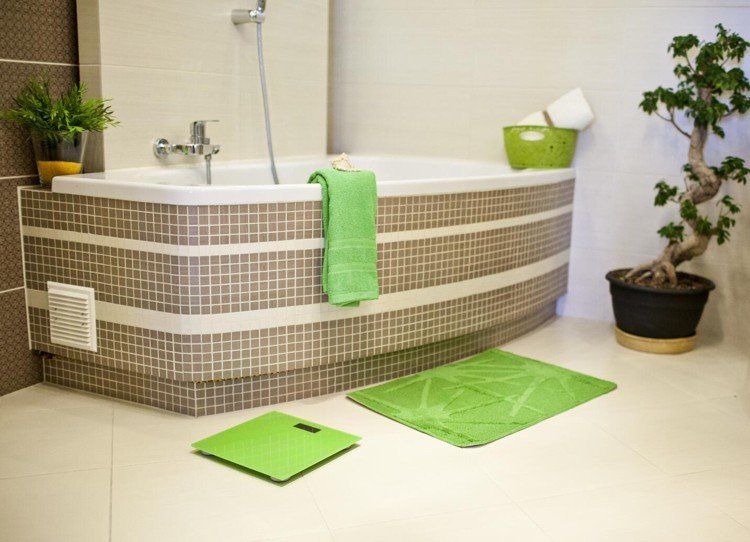 Covoare de baie neobișnuite motiv-iarbă verde-dreptunghiulară