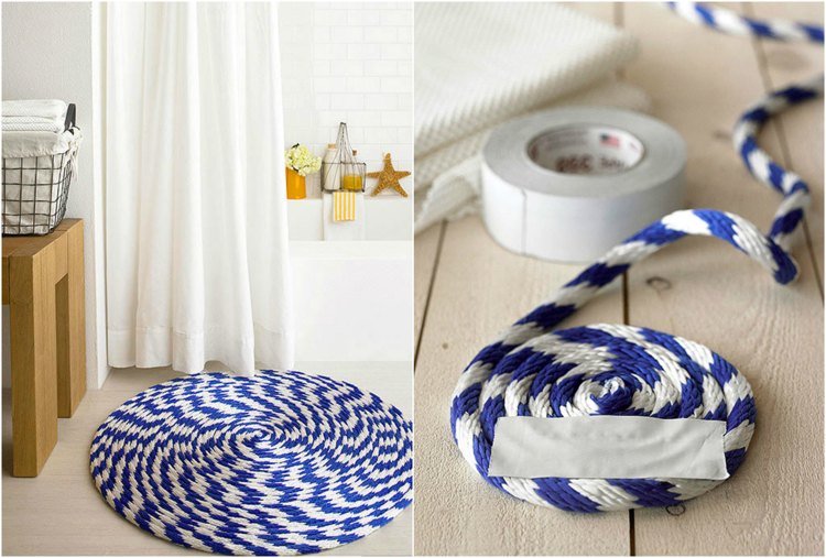 Covorase de baie neobișnuite diy-nautic-frânghie-alb-albastru
