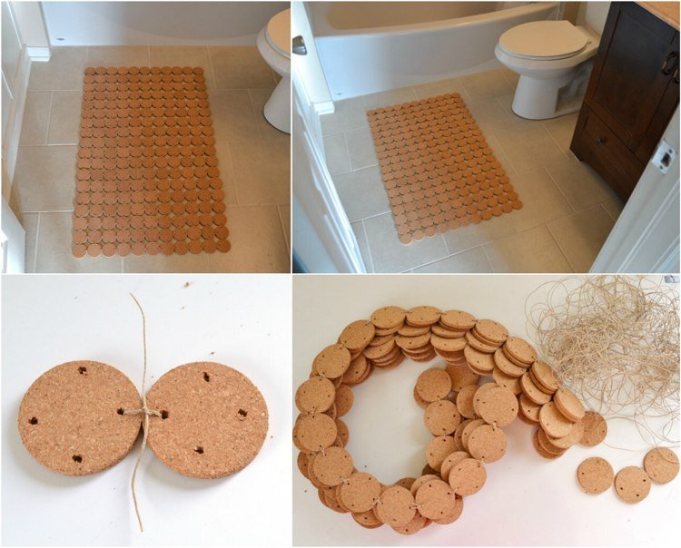 Covoare fantastice de baie - faceți-discuri de plută-dopuri de vin