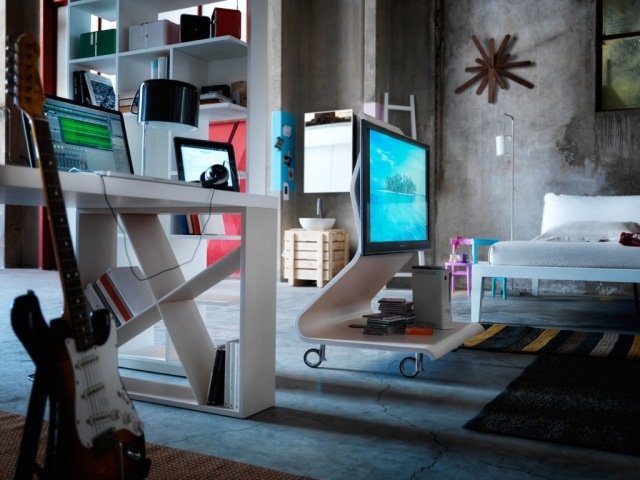 mobilier de sufragerie modern suport tv cu rotile cu frana mobilier neobișnuit suport TV pe rotile echipate cu frâne