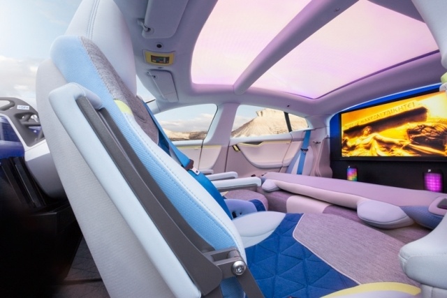 rinspeed XchangE afișaj cinematograf viitor vehicul electric mașini rinspeed XchangE ale viitorului ecran de cinema interior