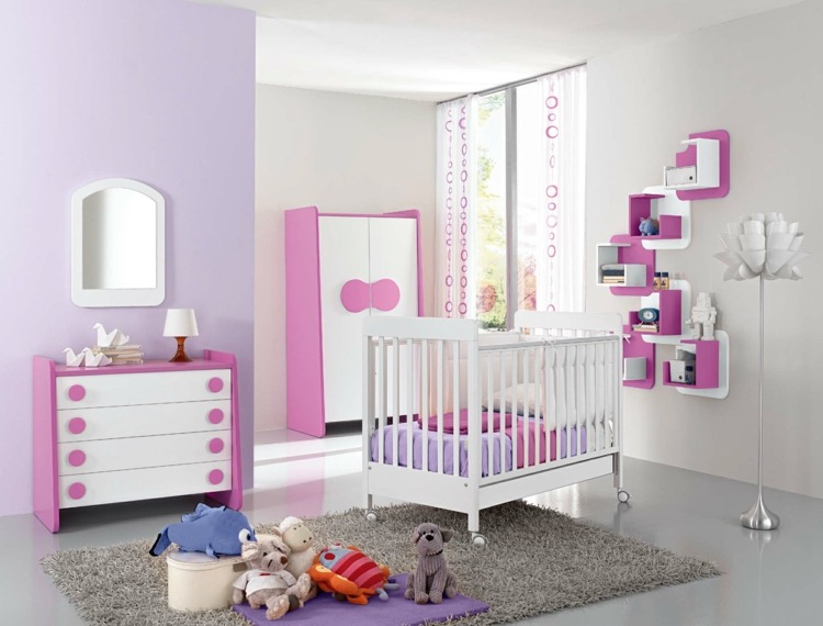 Lenjerie de pat pentru bebeluși în culori roz liliac Decorul camerei pentru bebeluși violet-roz