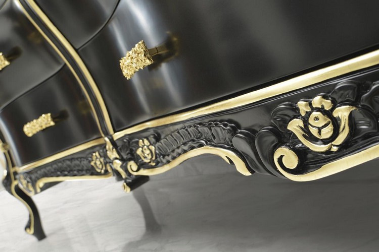 lavoar dublu negru cu ornamente din aur mobilier-baie-stil-baroc-lux-negru-dublu-vanitate-ornamente-flori-aurii