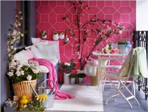 Balcon stil japonez flori de primăvară zen Decor de primăvară zen în stil japonez cu balcon