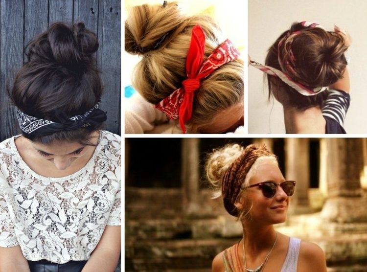 Bandanele merg bine cu cocul bandana-coafuri-coc-idee-casual-updo