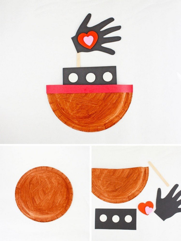 Artizanat cu plăci de hârtie navă din plăci de hârtie și hârtie colorată