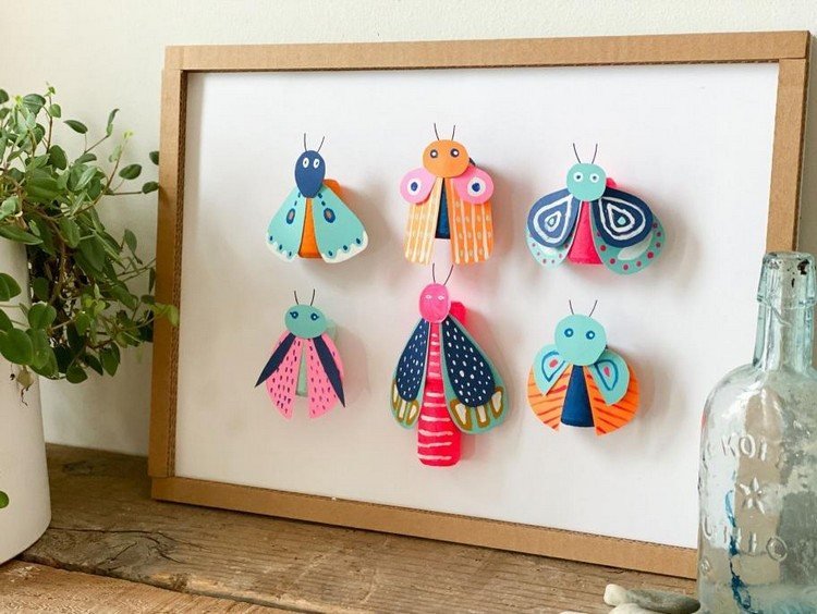Meșteșugurile cu copii fac tu insecte din rulouri de hârtie și hârtie colorată
