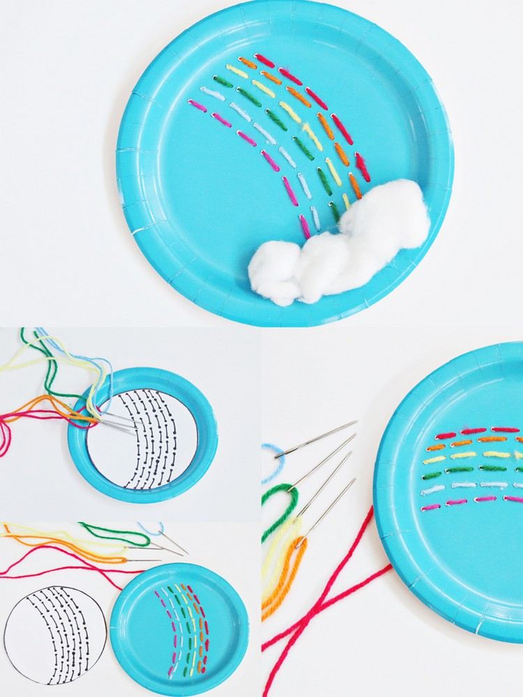 Faceți un cer din foi de hârtie și fir de cusut și lână