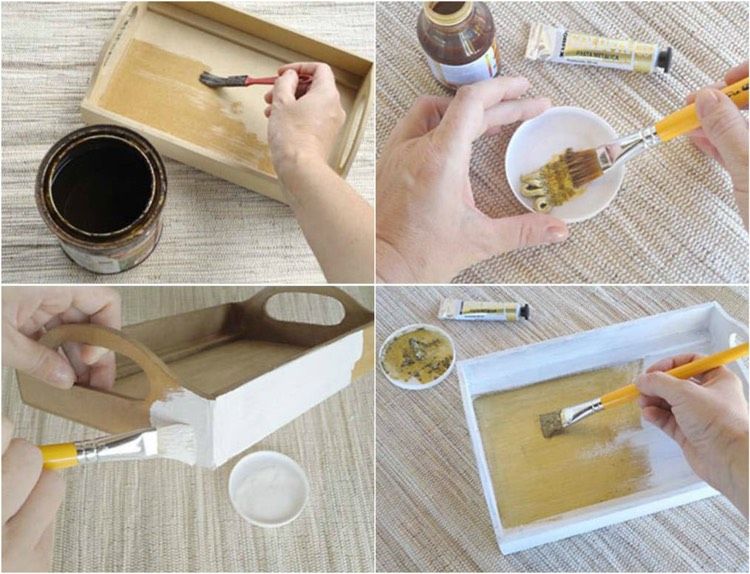 Amorsați tava de lemn și periați-o cu vopsea tinere-coji de ouă-tavă-din-lemn-vopsea-decora