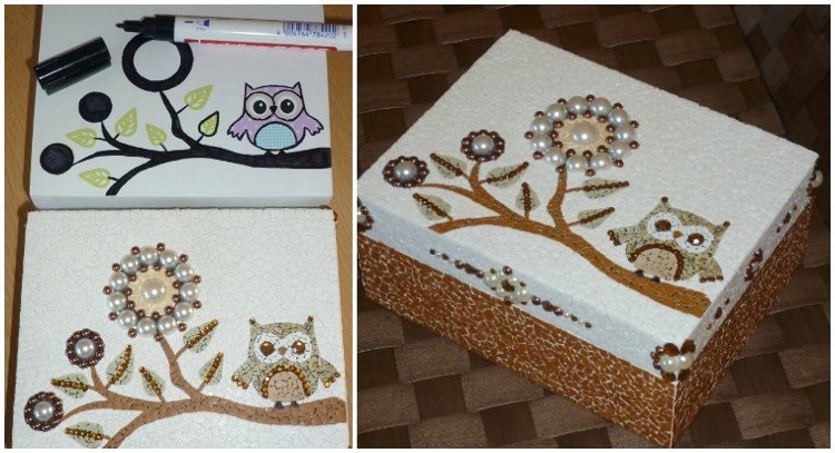 bricolaj-coajă-de-ou-cutie-de-bijuterii-capac-bufniță-margele-motiv