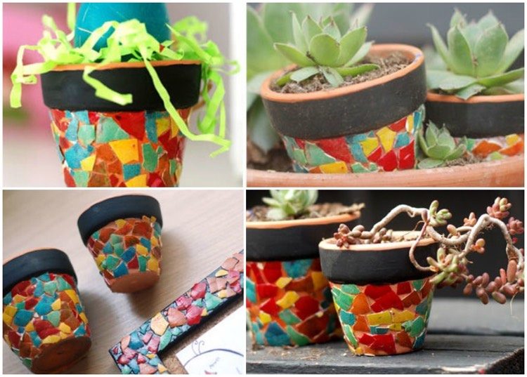 Îmbunătățiți vasele de lut cu mozaic de coajă de ou tineri-coaja-de-argila-ghivece-mozaic-colorate-copii