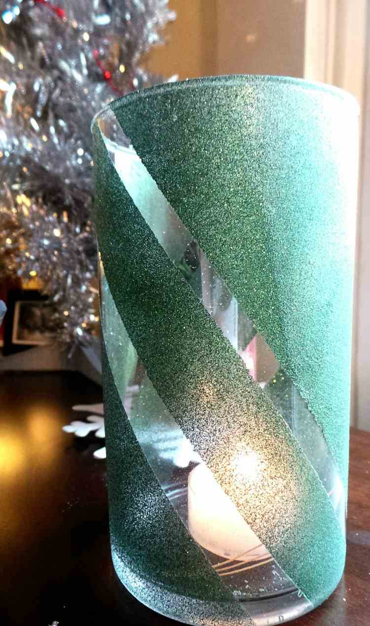 Artizanat cu sclipici - mască cu bandă adezivă pentru modele lanternă-sclipici-lanternă-de-sticlă-dungi-turcoaz