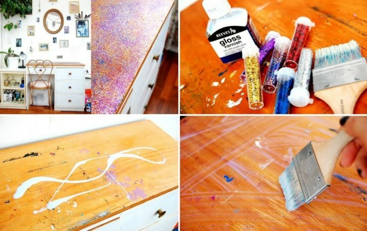 Realizați singur mobilier strălucitor bricolaj-cu-sclipici-decor-birou-decor-colorat-lipici-vopsea-lipici